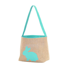 Load image into Gallery viewer, Mint Green Burlap Bunny Bucket Easter Basket