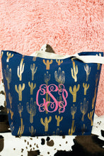 Load image into Gallery viewer, Large Metallic Cactus Travel Tote