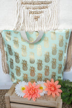 Load image into Gallery viewer, Large Metallic Gold Pineapple Shoulder Travel Tote