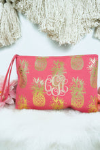 Load image into Gallery viewer, Large Metallic Gold Pineapple Wristlet Pouch Travel Tote