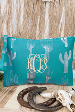 Load image into Gallery viewer, Large Metallic Cactus Wristlet Pouch Travel Tote
