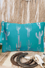 Load image into Gallery viewer, Large Metallic Cactus Wristlet Pouch Travel Tote