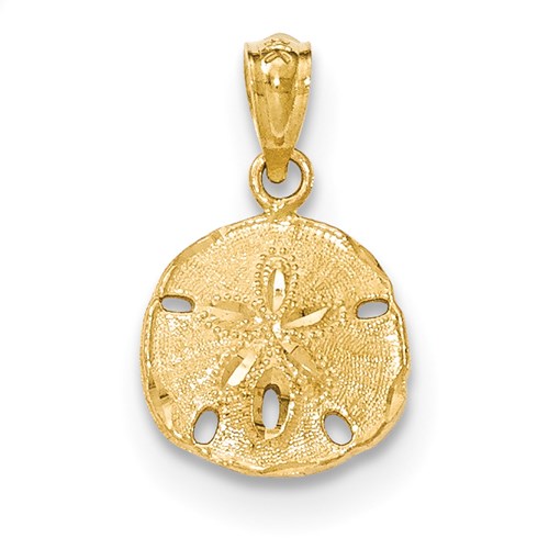 Gold Polished and Textured Sand Dollar Pendant - SoMag2